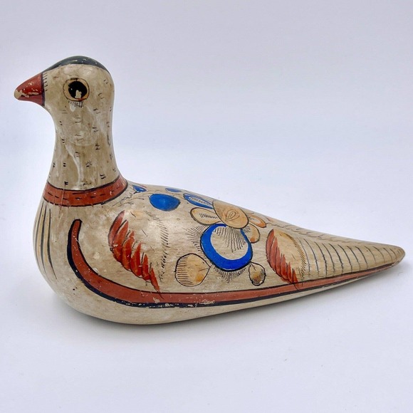 Tonala Hand Painted Bird Figurine Ceramic Mexican Pottery Art Glazed VTG Dove - Picture 3 of 8